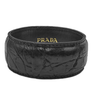 プラダ アクセサリー PRADA クロコダイルxレザー バングル ブレスレット ブラック レディース JJS03778