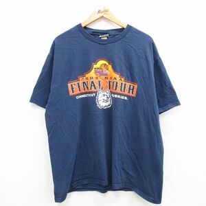 XL/古着 リー Lee 半袖 ビンテージ Tシャツ メンズ 00s NCAA コネチカットハスキーズ 大きいサイズ コットン クルーネック 紺 ネイビー