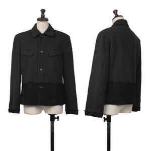 トリココムデギャルソンtricot COMME des GARCONS 裾レース貼り付けデザインジャケット チャコール黒M