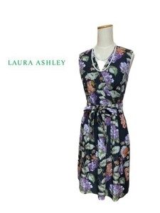 タグ付き￥17850 LAURA ASHLEY【ローラアシュレイ】かすみ調 シルク混 ワンピース ９号