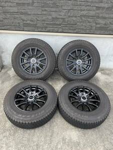 ★★美品★★ ブリザック 195/80R15 スタッドレス★BISON 15×6J・ET33・6穴・PCD139.7 黒社外アルミホイール　☆ハイエース200系☆