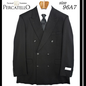 【新品未使用】PERCATELLO 96A7 日本製◆高島屋◆抗菌防臭 背抜きダブルジャケット 裏地メッシュ 無地 ブラック 黒 冠婚葬祭