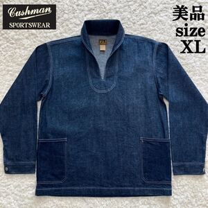 美品 US NAVY ショールカラーデニムプルオーバー cushman XL クッシュマン カバーオール USN warehouse mccoy フィッシャーマンシャツ