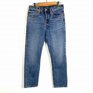 リーバイスプレミアム Levis PReMIUM 501 デニム ジーンズ ボトムス ダメージ レザーパッチ ビッグE 青 ブルー W27 メンズ