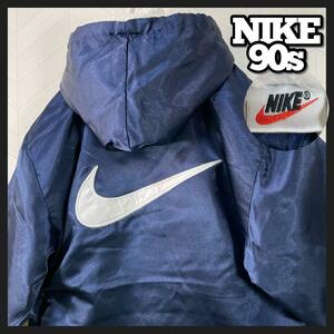 90s NIKE ナイロンジャケット ビックスウッシュ 裏ボア y2k テック