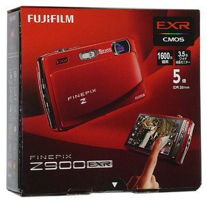 【中古】FUJIFILM FinePix Z900EXR レッド/1600万画素 本体いたみ 元箱あり [管理:1050024970]