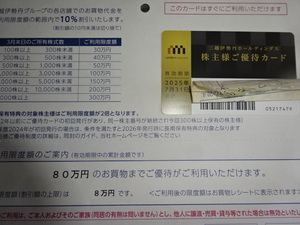 三越伊勢丹　株主優待カード 限度額80万円 有効期限2025年7月31日まで