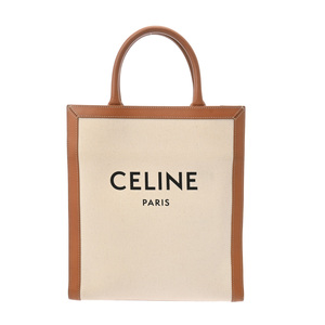 CELINE セリーヌ スモールバーティカルカバ ナチュラル/タン 192082BNZ.02NT レディース キャンバス カーフ 2WAYバッグ Bランク 中古 銀蔵