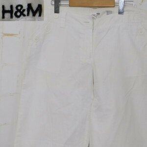 H&M エイチアンドエム■リネン混 コットンパンツ ハーフパンツ■44■アイボリー　※RY3207006