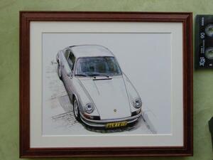 ■BOWイラスト額■ポルシェ911■Porshe911額153■