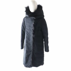 極美品★国内正規品 MONCLER モンクレール CRUCIANELLE 21-22AW フード付 エコファートリミング ロングダウンコート レディース 黒 2