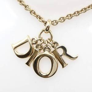 美品 【Christian Dior クリスチャンディオール】 ロゴ ゴールド ネックレス レディース アクセサリー 