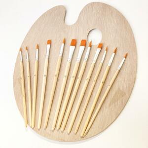 パレット付き　筆12本セット　ナイロン筆　油絵　水彩画　絵の具　アクリル筆