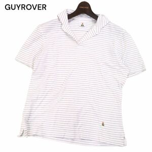 イタリア製★ GUYROVER ギローバー 春夏 ワンポイント刺繍★ 半袖 ボーダー 鹿の子 ポロシャツ Sz.S　メンズ　I4T02253_7#A