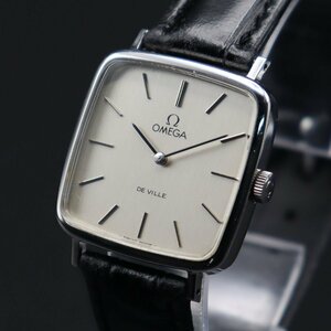 OH済 OMEGA DE VILLE オメガ デビル 手巻き スクエア 1970年代 スイス製 新品革ベルト 箱 アンティーク ボーイズ&レディース腕時計