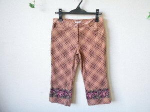 レストローズ LEST ROSE 秋冬 向き チェック × 花柄７分丈 クロップド パンツ 2