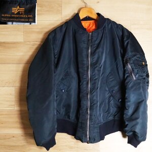 G12S/R1.7-2　USA製　ALPHA INDUSTRIES　アルファ　MA-1　フライトジャケット　ミリタリー　ジャンパー　ブルゾン　XXL　ネイビー　古着