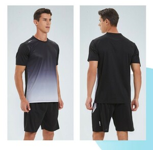 t40【 XL 】 薄手 上下セット 半袖 セットアップ メンズ スポーツウェア テニス バドミントン ルームウェア Tシャツ ハーフパンツ
