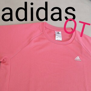 【超美品】adidas アディダス　レディースOT　ジョギング　マラソン　ランニング　スポーツジム　ヨガ ピラティス 半袖 Tシャツ ワッフル