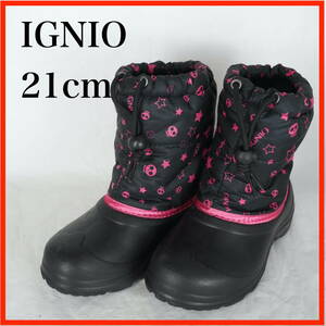 EB5576*IGNIO*イグニオ*キッズスノーブーツ*21cm*黒・ピンク