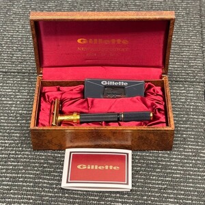 C417-O48-916 Gillette ジレット NEW ARISTOCRAT カミソリ 剃刀 シェービング 替え刃/ケース付き