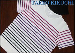 TAKEO KIKUCHI レインボー 半袖Tシャツ 白 M タケオキクチ メンズ 重ね着可