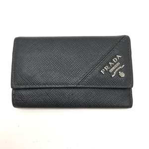 【中古】PRADA プラダ サフィアーノ 6連キーケース 黒[240091353929]