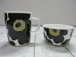 d marimekko　マリメッコ　　ウニッコ　マグカップ＆ボウル　黒 【星見】