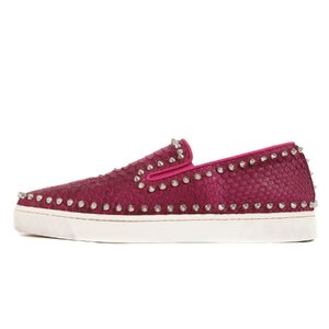 Christian Louboutin クリスチャンルブタン スパイクスタッズ パイソン ピック ボート スリッポン PIK BOAT FLAT PYTHON NUBUCK 44