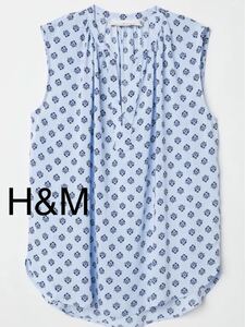 エイチアンドエム H&M Vネックノースリーブブラウス スキッパーブラウス 38 小花柄 花柄 送料350円　23726