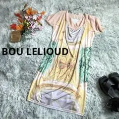 BOU LELIOUD　プリント総柄ブラウス　プルオーバー　フレンチスリーブ