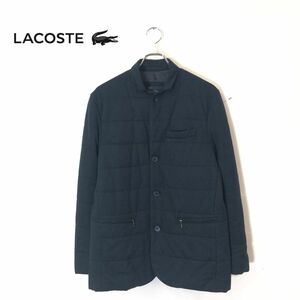 1N1349-T◆LACOSTE ラコステ ウールジャケット ロングスリーブ ボーダーステッチ◆size48/3 ブラック メンズ トップス コットン