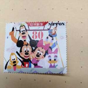 使用済み切手　薄い満月印　伊勢崎　ディズニーキャラクター　平成２5年８月8日発行ミッキーマウスとその仲間たち