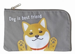 新品★マスクポーチ★柴犬　グレー★ティッシュケース★ポーチ★犬雑貨★送料210円