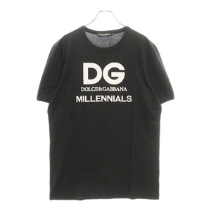 DOLCE & GABBANA ドルチェアンドガッバーナ フロントロゴプリント 半袖Tシャツ ブラック G8IV0T G7OXH-A