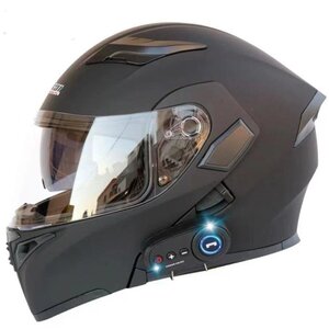 ブルートゥース付きバイクヘルメット フルフェイス システム Bluetooth付きフルフェイスヘルメット 耐衝撃性 防霧 通気吸汗 艶消し黒