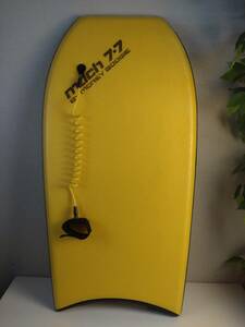 4665-05★mach 7.7 BY MOREY BOOGIE BODYBOARDS モーレー ブギーマッハ７ボディボード Yellow Europe リーシュコード付き ※現状品★