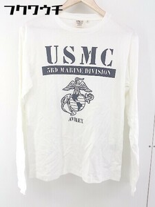 ◇ AVIREX USA アヴィレックス ロゴ 長袖 Tシャツ カットソー サイズM オフホワイト ブラック メンズ