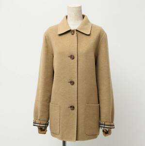 MG8032☆バーバリー BURBERRY LONDON ステンカラーコート ショートコート ウールカシミヤ 裏ノバチェック ベージュ サイズ40