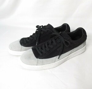 美品 Puma プーマ バイカラー SUEDE CLASSIC X STAMPD スエード ローカット スニーカー 366327-01 27.5cm ブラック×グレー 104