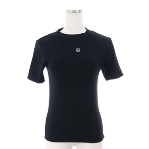 リリーブラウン Lily Brown 23SS ハイネックエンプロイダリロゴT Tシャツ カットソー リブ 半袖 F 黒 ブラック /HK ■OS レディース