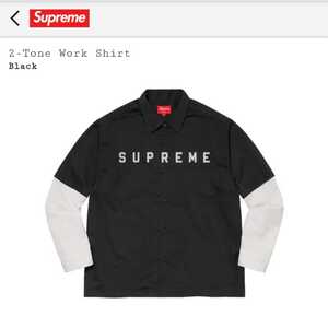 即完 黒 新品 Mサイズ 2-Tone Work Shirt 20FW 20AW Supreme Medium 国内正規品 Black 黒白 ツートーン Sleeve ワークシャツ 