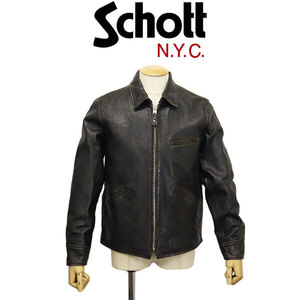 Schott (ショット) 5150002 SPORTS LEATHER JACKET スポーツ レザー ジャケット 010 BLACK XL