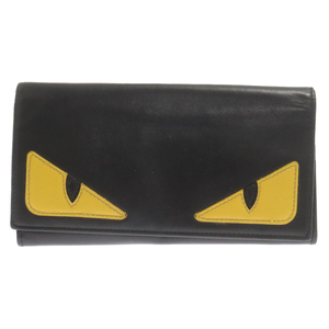 FENDI フェンディ CONTINENTAL WALLET BUGS EYES コンチネンタルウォレット バグスアイ 長財布 レザー ブラック 7M0264