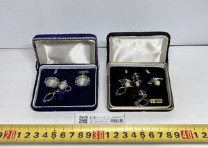 真珠タイピン メンズアクセサリーSILVER/シルバー パール/真珠カフス パール/2点セット 美品-D2210