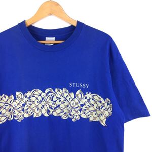 ビンテージ 90s【オールド ステューシー】SS モノグラム USA製 Tシャツ L OLD STUSSY 古着 gucci柄 グッチ柄 紺タグ 黒タグ アメカジ