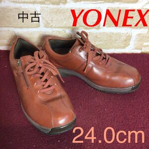 【売り切り!送料無料!】A-342 YONEX!スニーカー!ブラウン!24.0cm!サイドファスナーあり!訳あり!普段ばき!ウォーキング!中古!