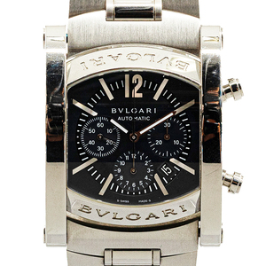 ブルガリ アショーマ 腕時計 AA44SCH 自動巻き ブラック文字盤 ステンレススチール メンズ BVLGARI 【中古】