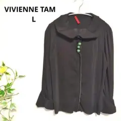 ヴィヴィアンタム    デザイン襟・袖 2枚仕立てプルオーバー天然石ボタン L