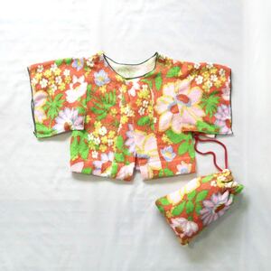 70s vintage floral pile remake jacket & bag 70年代　花柄　パイル　リメイク　ジャケット　バッグ　セット　ヴィンテージ